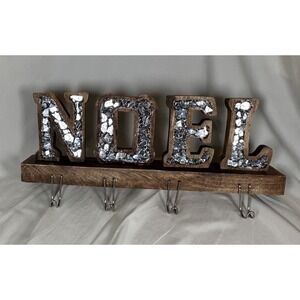 Handmade Wood NOEL Wall Hook Rack Mosaic Mirror Letters‎ Christmas Decor India